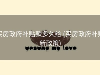 买房政府补贴款多久给 (买房政府补贴新政策)