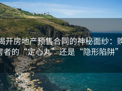 揭开房地产预售合同的神秘面纱：购房者的“定心丸”还是“隐形陷阱”？