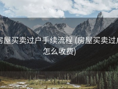 房屋买卖过户手续流程 (房屋买卖过户怎么收费)
