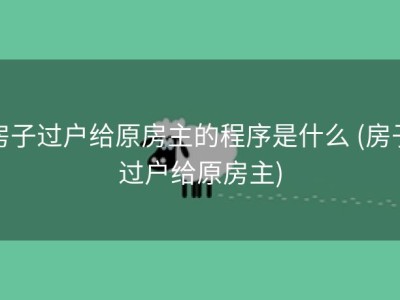 房子过户给原房主的程序是什么 (房子过户给原房主)