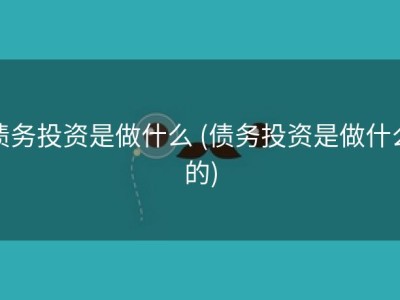 债务投资是做什么 (债务投资是做什么的)