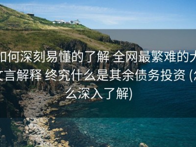 如何深刻易懂的了解 全网最繁难的大文言解释 终究什么是其余债务投资 (怎么深入了解)