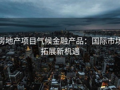 房地产项目气候金融产品：国际市场拓展新机遇