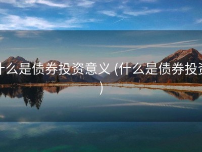 什么是债券投资意义 (什么是债券投资)
