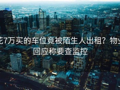 花7万买的车位竟被陌生人出租？物业回应称要查监控