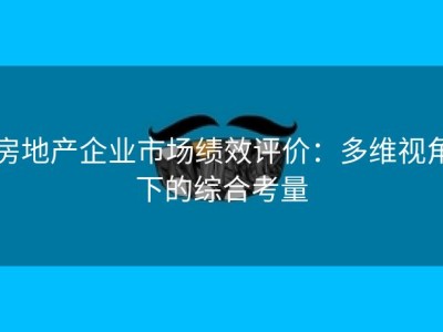 房地产企业市场绩效评价：多维视角下的综合考量