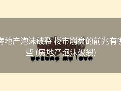 房地产泡沫破裂 楼市崩盘的前兆有哪些 (房地产泡沫破裂)