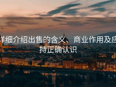 详细介绍出售的含义、商业作用及应持正确认识