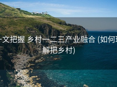 一文把握 乡村一二三产业融合 (如何理解把乡村)