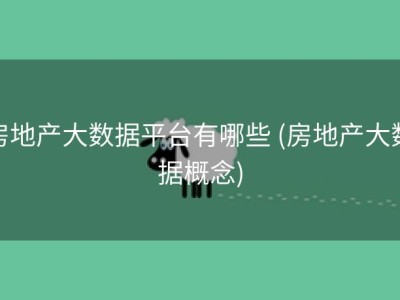房地产大数据平台有哪些 (房地产大数据概念)