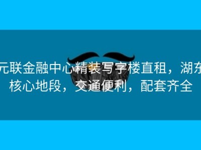 元联金融中心精装写字楼直租，湖东核心地段，交通便利，配套齐全