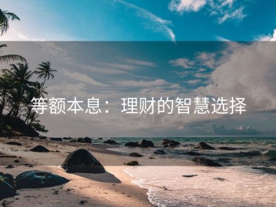 等额本息：理财的智慧选择