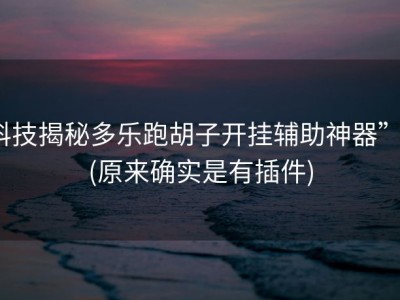科技揭秘多乐跑胡子开挂辅助神器””(原来确实是有插件)