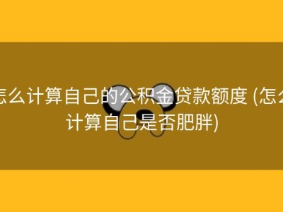怎么计算自己的公积金贷款额度 (怎么计算自己是否肥胖)
