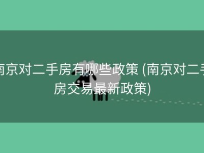 南京对二手房有哪些政策 (南京对二手房交易最新政策)