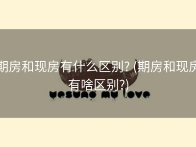 期房和现房有什么区别? (期房和现房有啥区别?)