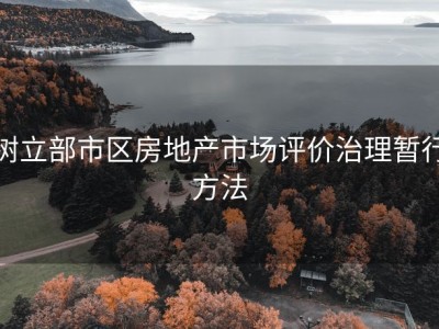 树立部市区房地产市场评价治理暂行方法