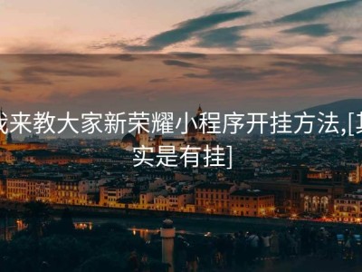 我来教大家新荣耀小程序开挂方法,[其实是有挂]