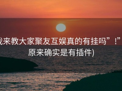 我来教大家聚友互娱真的有挂吗”!”(原来确实是有插件)