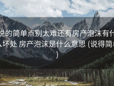 说的简单点别太难还有房产泡沫有什么坏处 房产泡沫是什么意思 (说得简单)