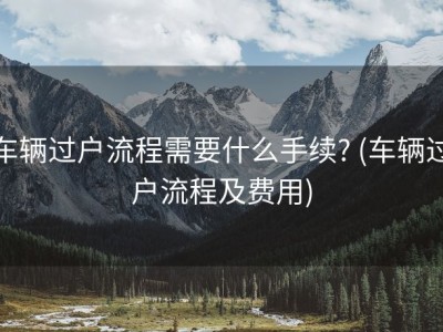 车辆过户流程需要什么手续? (车辆过户流程及费用)
