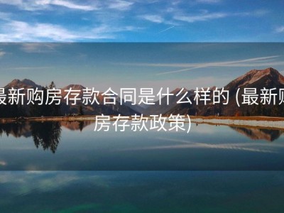 最新购房存款合同是什么样的 (最新购房存款政策)