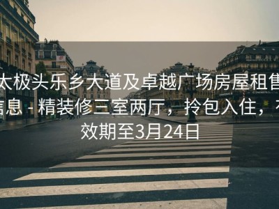 太极头乐乡大道及卓越广场房屋租售信息 - 精装修三室两厅，拎包入住，有效期至3月24日