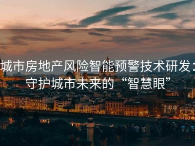 城市房地产风险智能预警技术研发：守护城市未来的“智慧眼”
