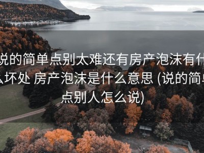 说的简单点别太难还有房产泡沫有什么坏处 房产泡沫是什么意思 (说的简单点别人怎么说)