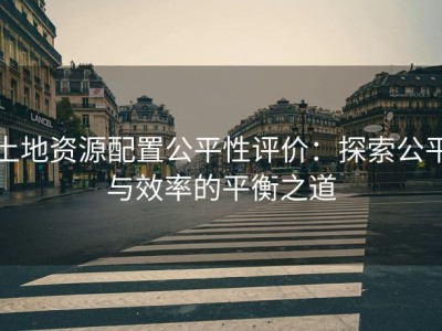 土地资源配置公平性评价：探索公平与效率的平衡之道