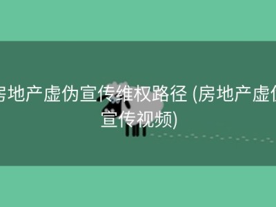 房地产虚伪宣传维权路径 (房地产虚伪宣传视频)