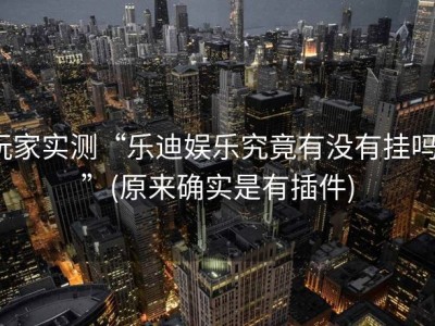 玩家实测“乐迪娱乐究竟有没有挂吗””(原来确实是有插件)