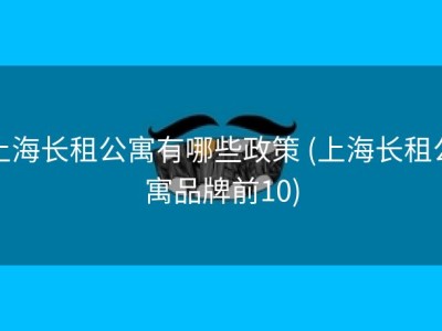 上海长租公寓有哪些政策 (上海长租公寓品牌前10)