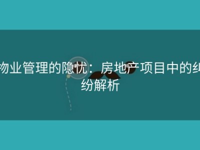 物业管理的隐忧：房地产项目中的纠纷解析