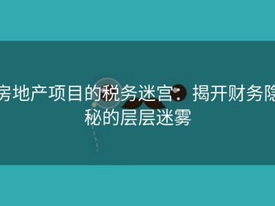 房地产项目的税务迷宫：揭开财务隐秘的层层迷雾