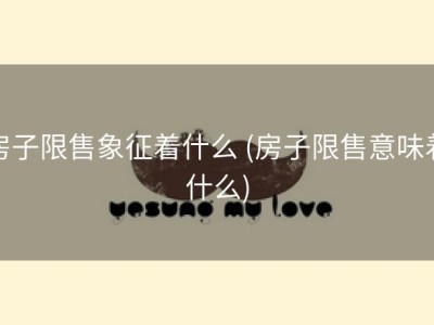 房子限售象征着什么 (房子限售意味着什么)