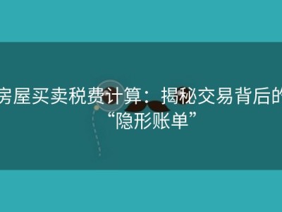 房屋买卖税费计算：揭秘交易背后的“隐形账单”