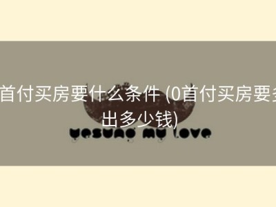 0首付买房要什么条件 (0首付买房要多出多少钱)