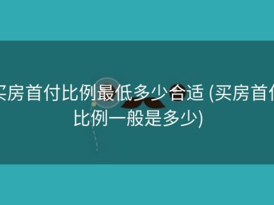 买房首付比例最低多少合适 (买房首付比例一般是多少)