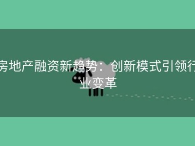房地产融资新趋势：创新模式引领行业变革