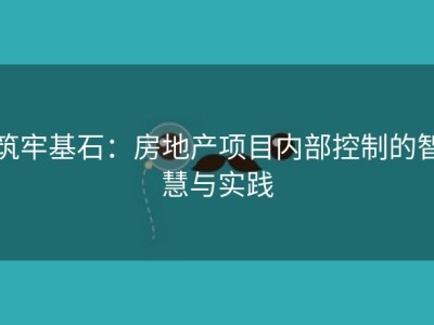 筑牢基石：房地产项目内部控制的智慧与实践