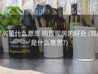 现房是什么意思 购置现房的好处 (现房是什么意思?)