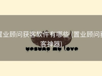 置业顾问获客软件有哪些 (置业顾问获客神器)