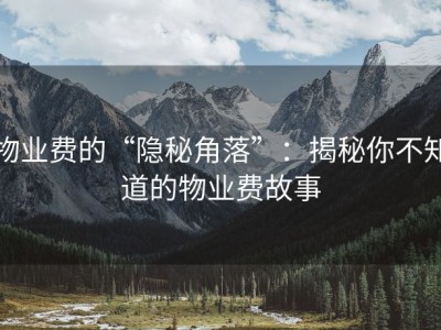 物业费的“隐秘角落”：揭秘你不知道的物业费故事