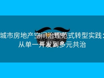 城市房地产空间治理范式转型实践：从单一开发到多元共治