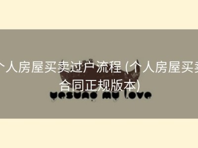 个人房屋买卖过户流程 (个人房屋买卖合同正规版本)