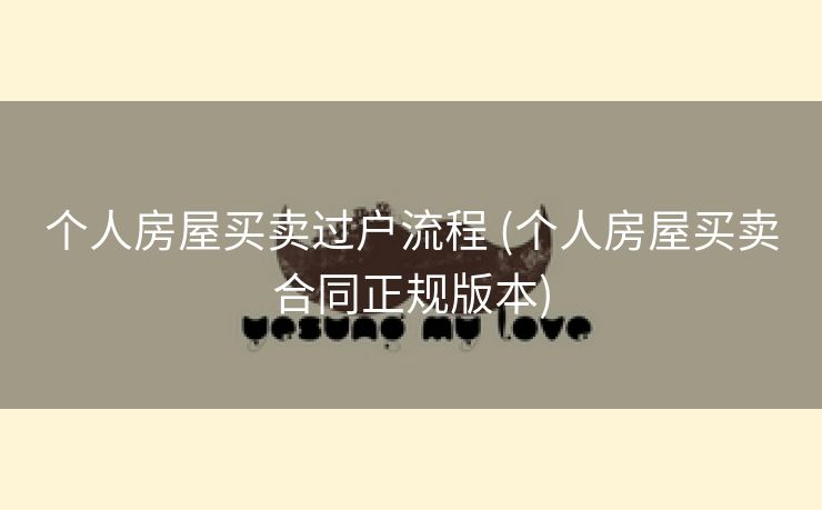个人房屋买卖过户流程 (个人房屋买卖合同正规版本)
