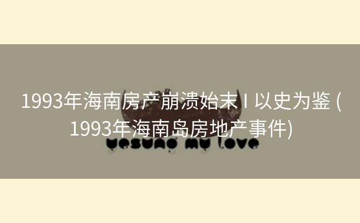 1993年海南房产崩溃始末 I 以史为鉴 (1993年海南岛房地产事件)