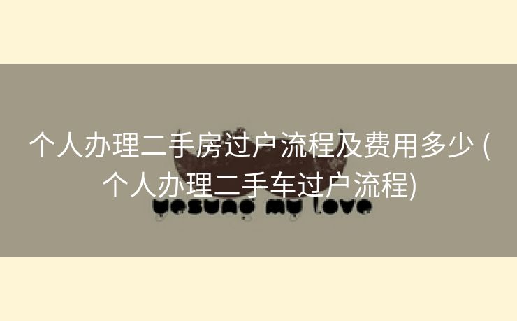个人办理二手房过户流程及费用多少 (个人办理二手车过户流程)