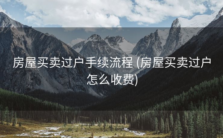 房屋买卖过户手续流程 (房屋买卖过户怎么收费)